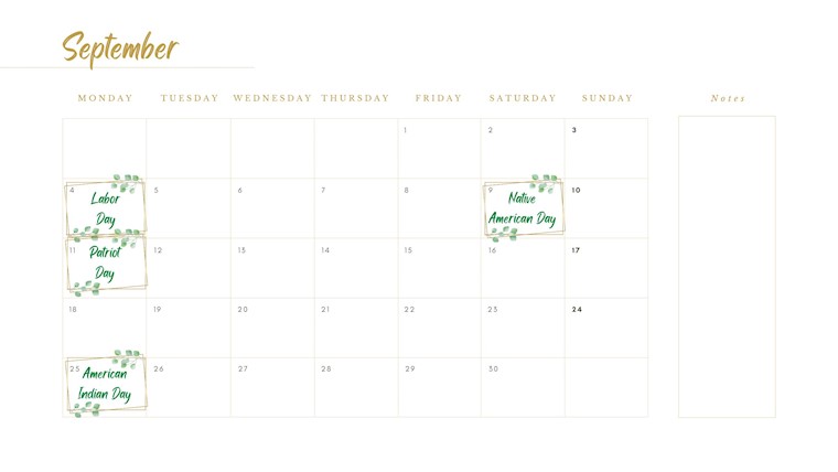 minimalist elegant september 2023 calendar