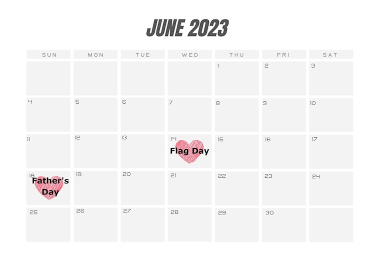 minimalist june 2023 calendar