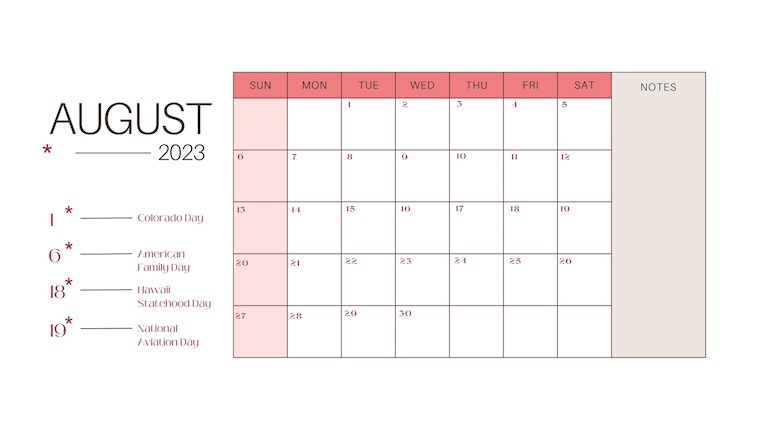 modern august 2023 calendar