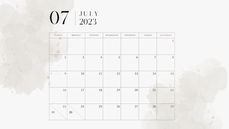 modern calendar july 2023