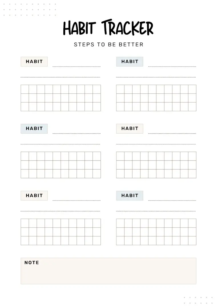 modern clean habit tracker checklist planner