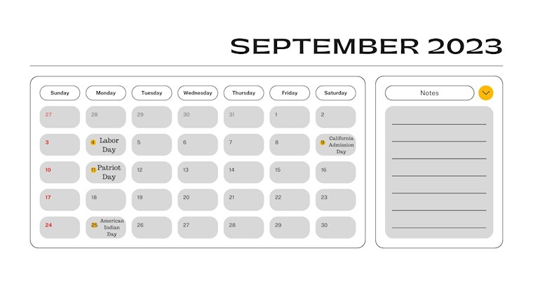 modern clean september 2023 calendar