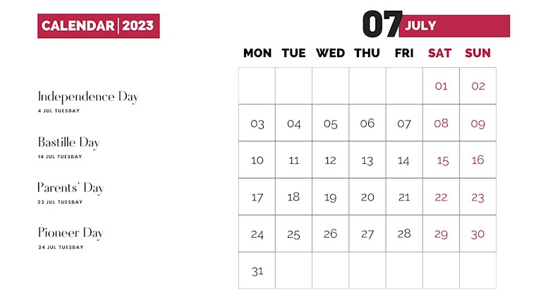 modern july 2023 calendar
