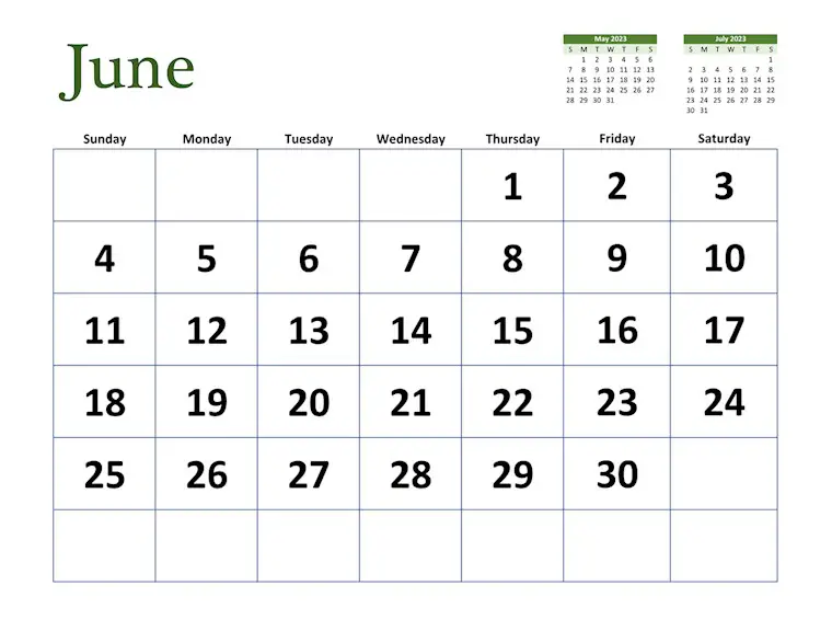 modern simple aesthetic calendar june 2023