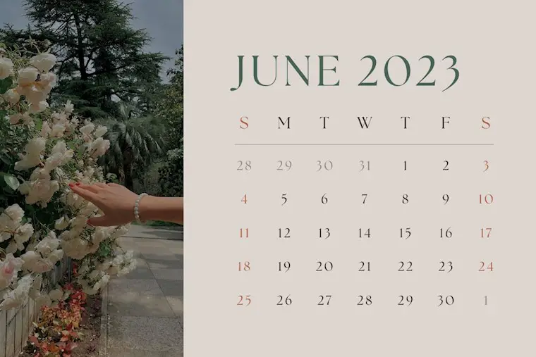 neutral minimalist summer june 2023 calendar