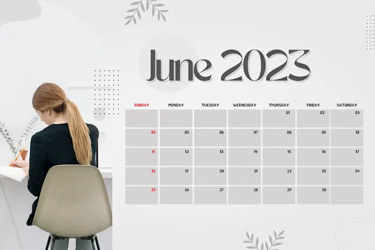 office gray minimalist june 2023 calendar