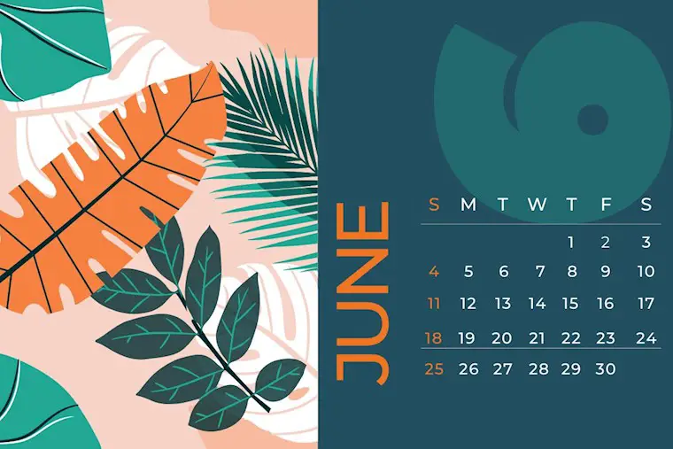 orange blue floral june 2023 calendar