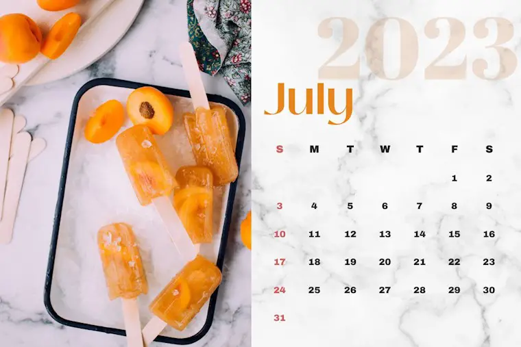 orange ice cream july 2023 calendar