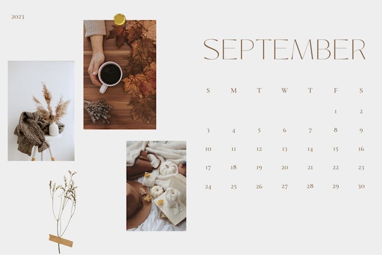 pastel minimalist photo september 2023 calendar