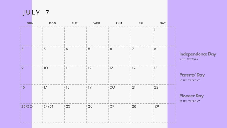 pastel minimalist printable calendar july 2023