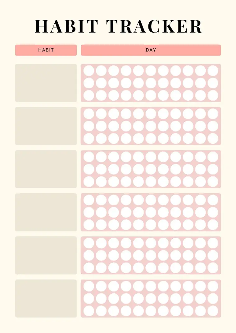 pink cream minimalist and simple habit tracker sheet planner