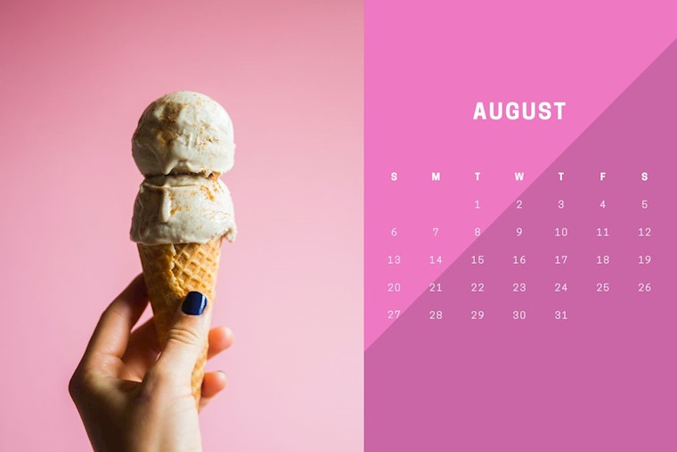 pink ice cream photo august 2023 calendar