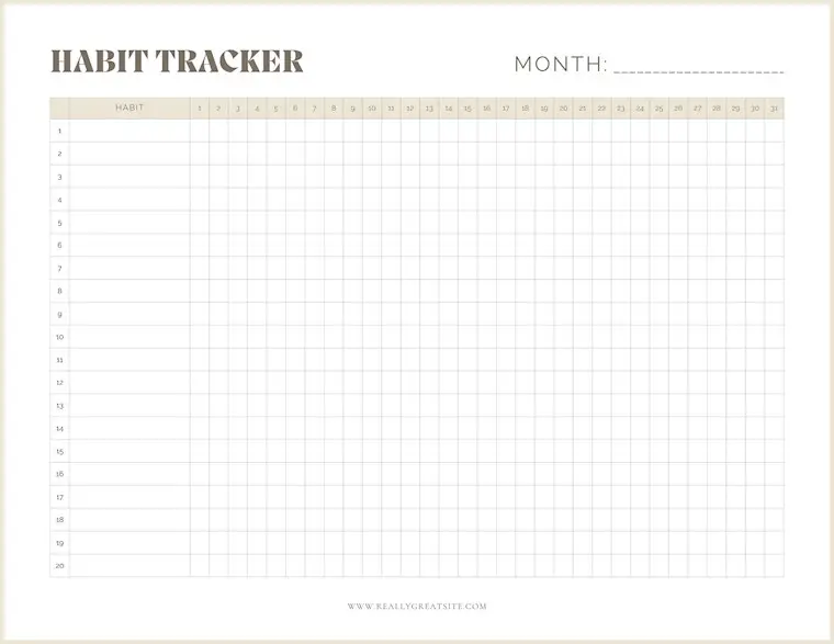 simple and minimal habit tracker beige and white