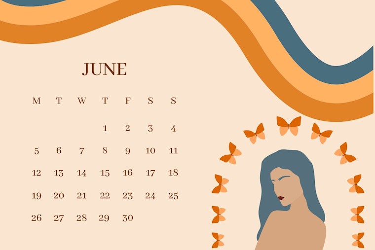 summer female minimalist boho style june 2023 calendar