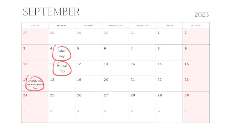 white simple minimalist september 2023 calendar
