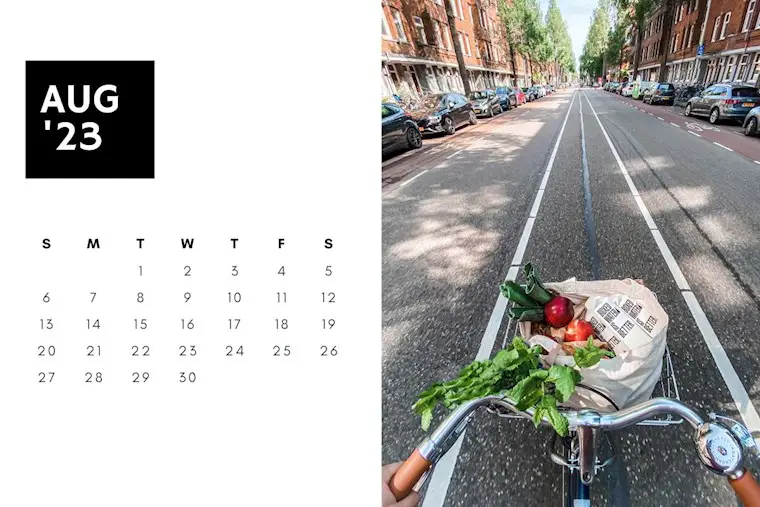 white with street style august 2023 calendar