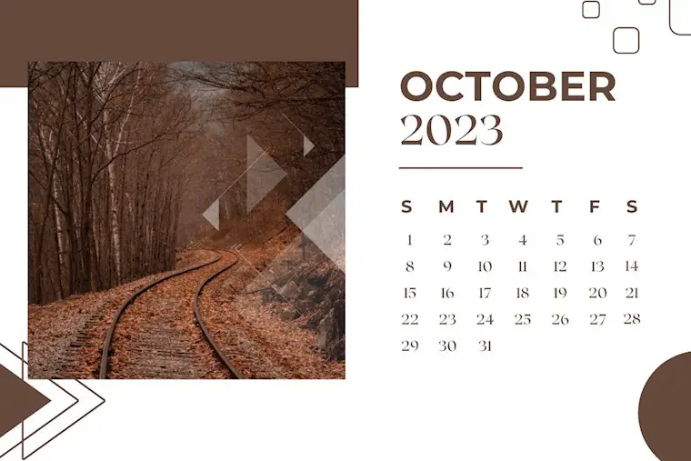 brown modern october 2023 calendar