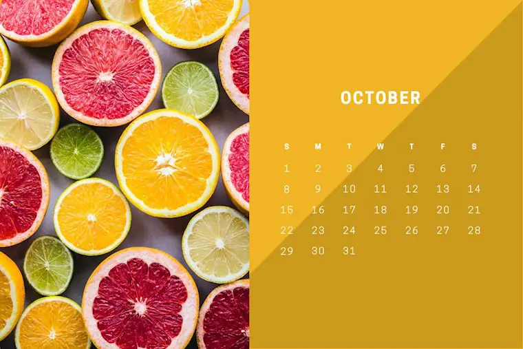 citrus cute october 2023 calendar