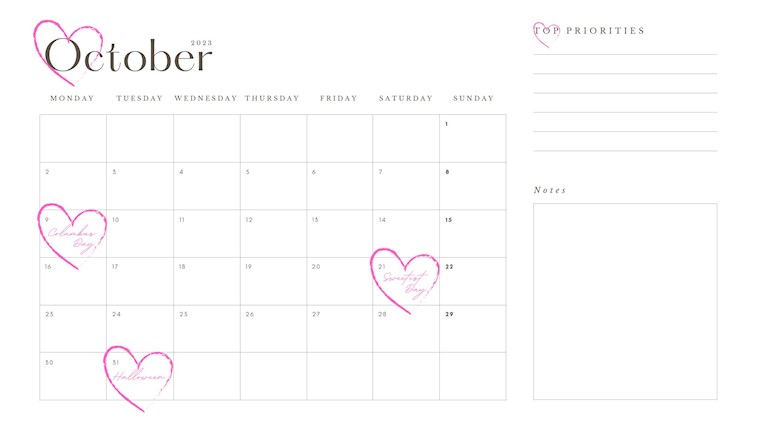 elegant october 2023 calendar