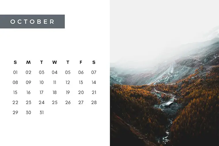 gray colors photo october 2023 calendar