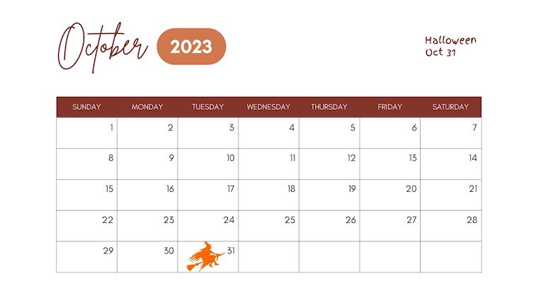 minimalist october 2023 calendar
