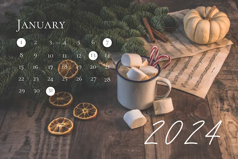 aesthetic january 2024 calendar