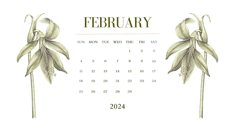 best elegant minimalist february 2024 calendar
