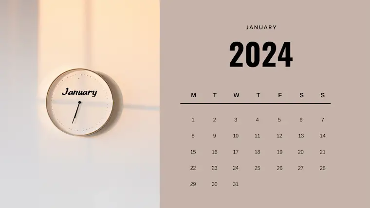 cute brown january 2024 calendar