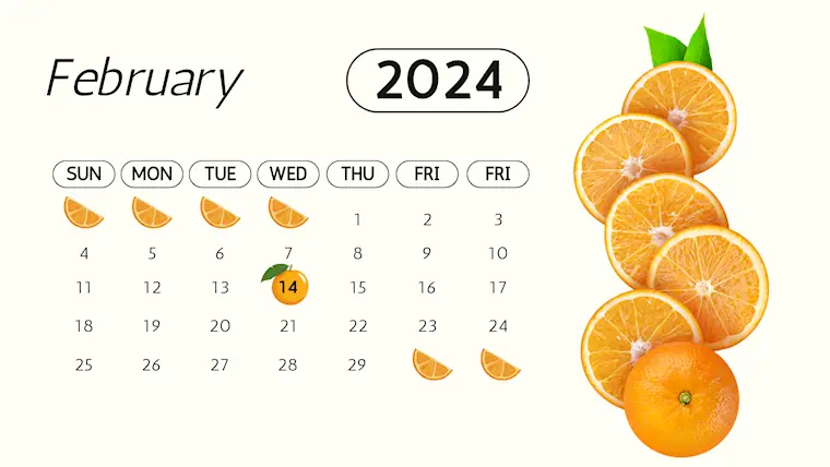 orange minimalist february 2024 calendar