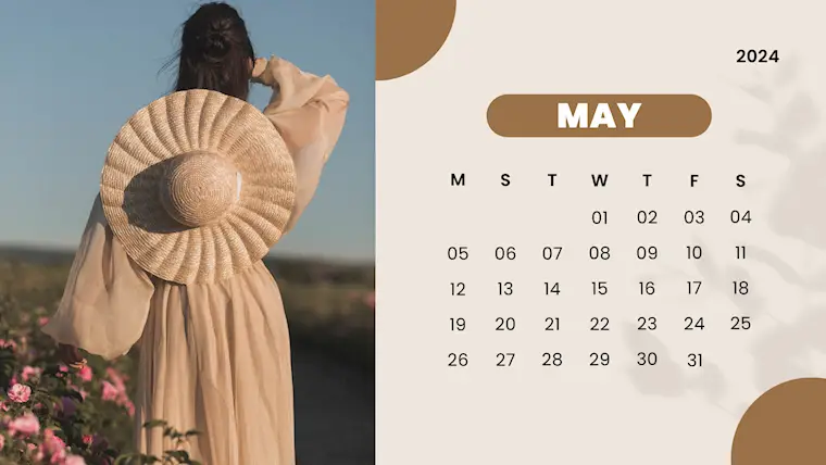 beige aesthetic may 2024 calendar