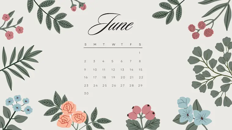 beige floral aesthetic june 2024 calendar