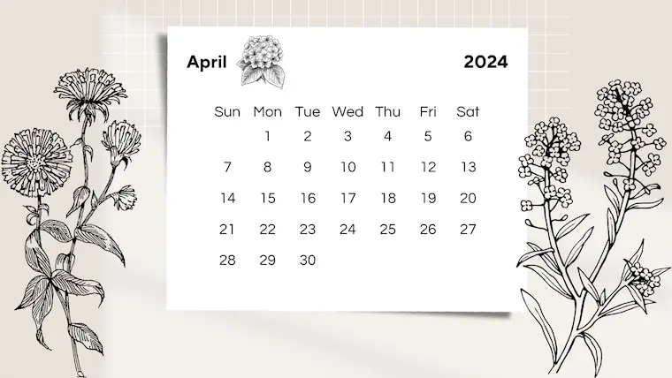 beige minimalist april 2024 calendar