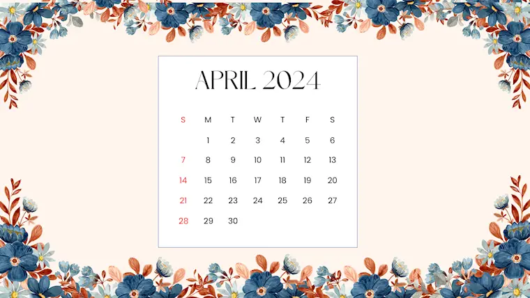beige modern watercolor april 2024 calendar