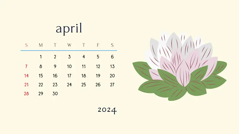 best pastel cute april 2024 calendar