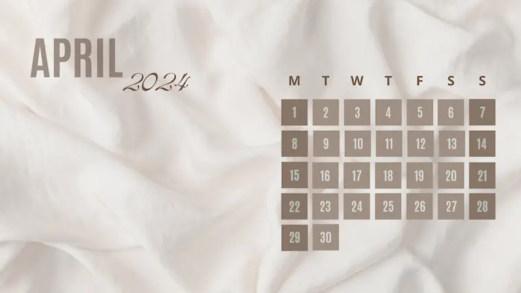 brown elegant april 2024 calendar