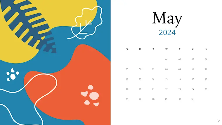colorful cute may 2024 calendar