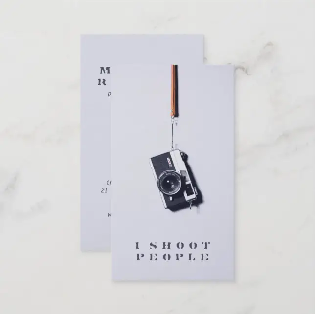 cool modern gray professional photographer camera business card