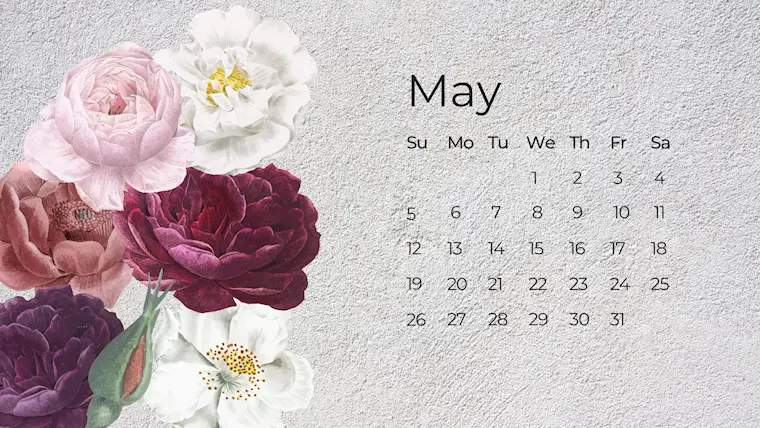 cute flower pastel may 2024 calendar