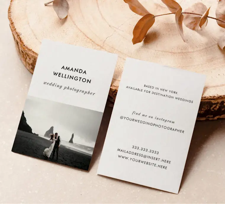 modern minimal black white 1 photo vertical business card