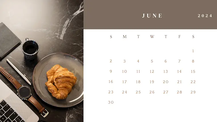 modern simple minimalist june 2024 calendar