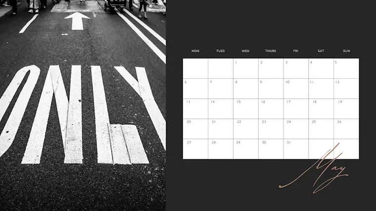 monochrome dark minimalist may 2024 calendar