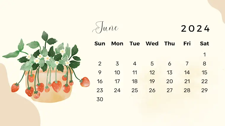 pastel cute minimalist printable june 2024 calendar