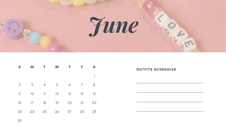 pink pastel cute modern june 2024 calendar