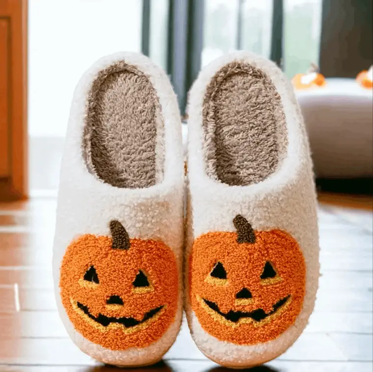 halloween pumpkin cotton slippers