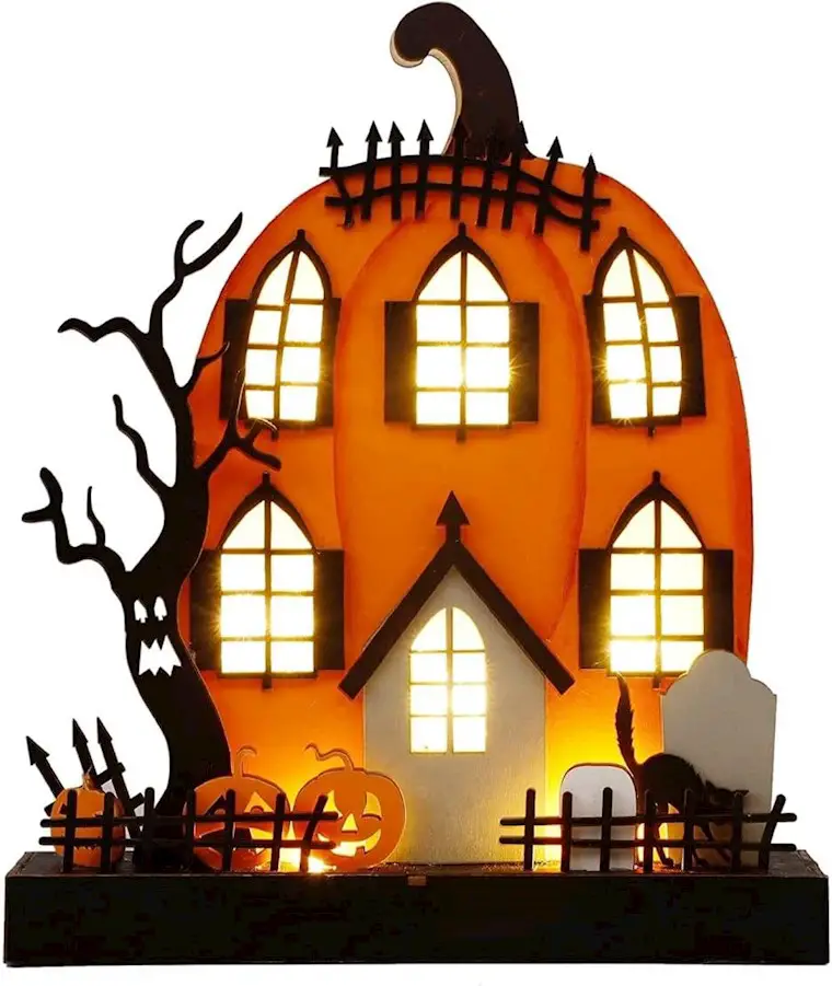 lighted pumpkin house ornament