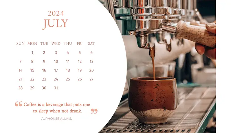 best elegant coffee july 2024 calendar