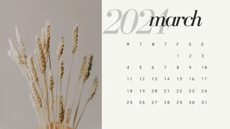 cute photo aesthetic march 2024 calendar