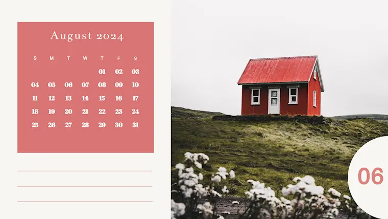 cute pink home august 2024 calendar