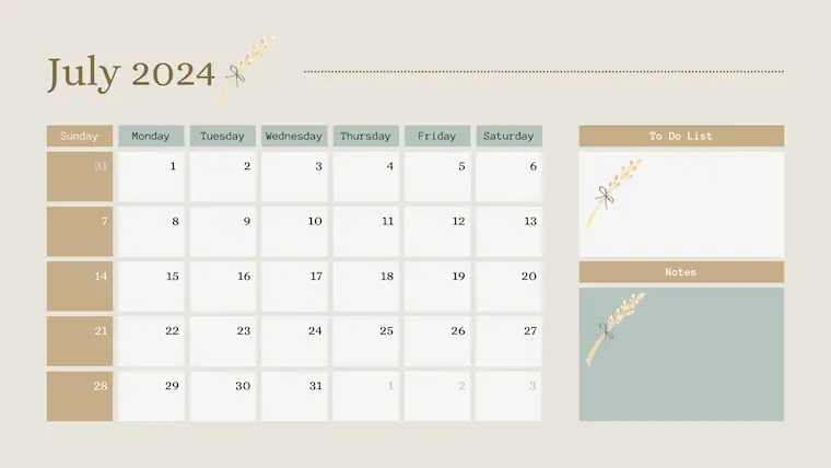 pastel cute minimalist printable july 2024 calendar
