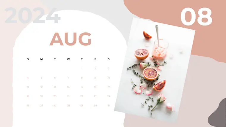 pastel minimalist printable august 2024 calendar
